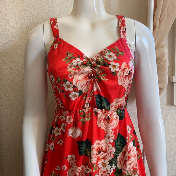 asos red floral dress
